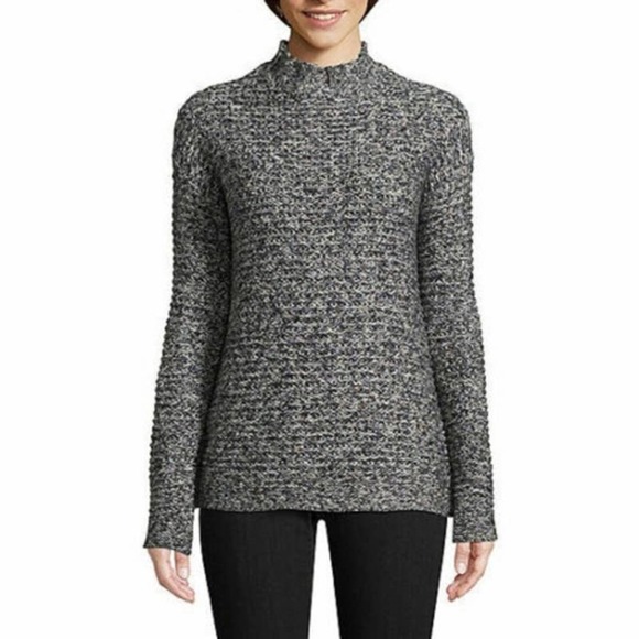 Saint John's Bay Active Sweaters - NWT St John's Bay Petite L Black Tweed Knit Long Sleeve Sweater